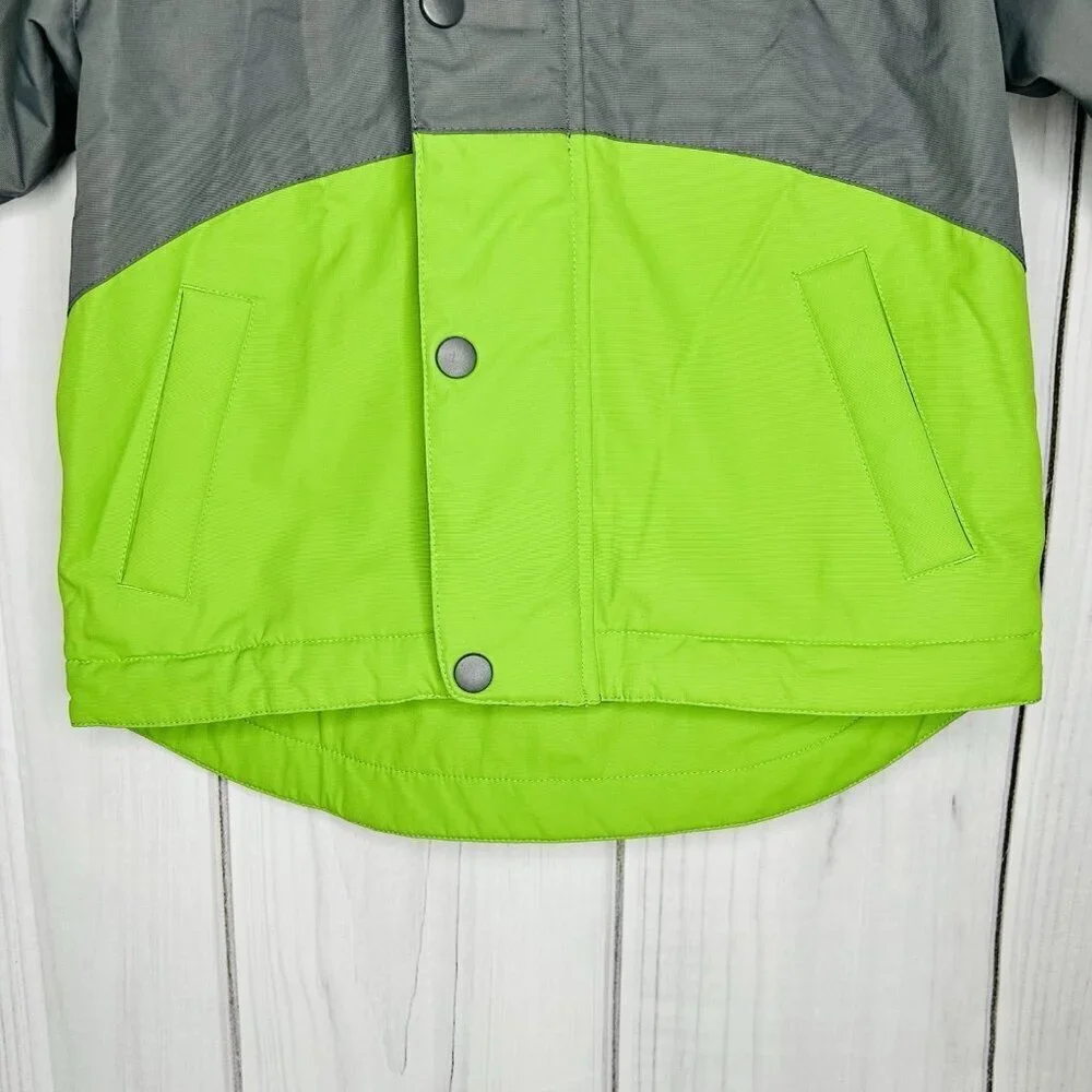 Hanna Andersson Sz 100 (4) Boys Green Gray Fleece Lined Hooded Parka Jacket